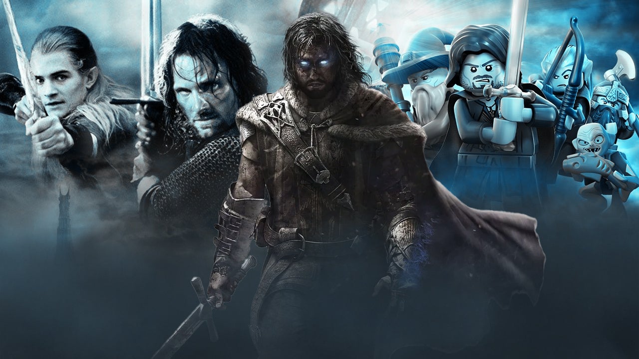 Cena de Lego The Lord of the Rings com personagens em blocos em frente ao Monte Doom