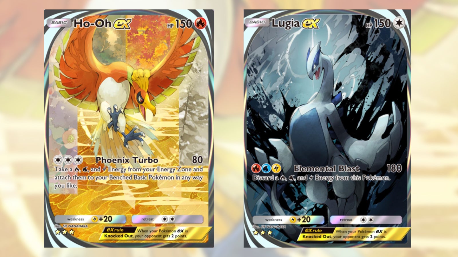 Novas artes de Ho-oh e Lugia no Pokémon TCG Pocket