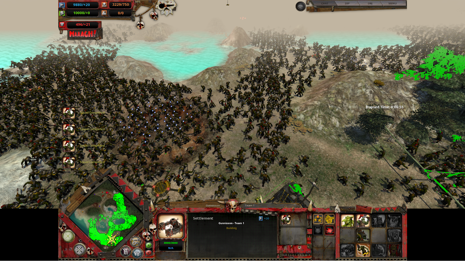 Visual inicial da horda de Orks iniciada por Gunnisson