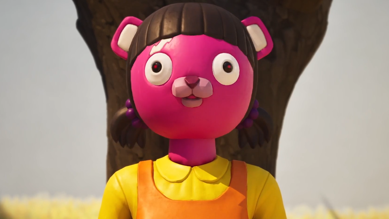 Imagem de Fortnite mostrando ambientação similar a jogos no estilo Squid Games. Crédito: Epic Games