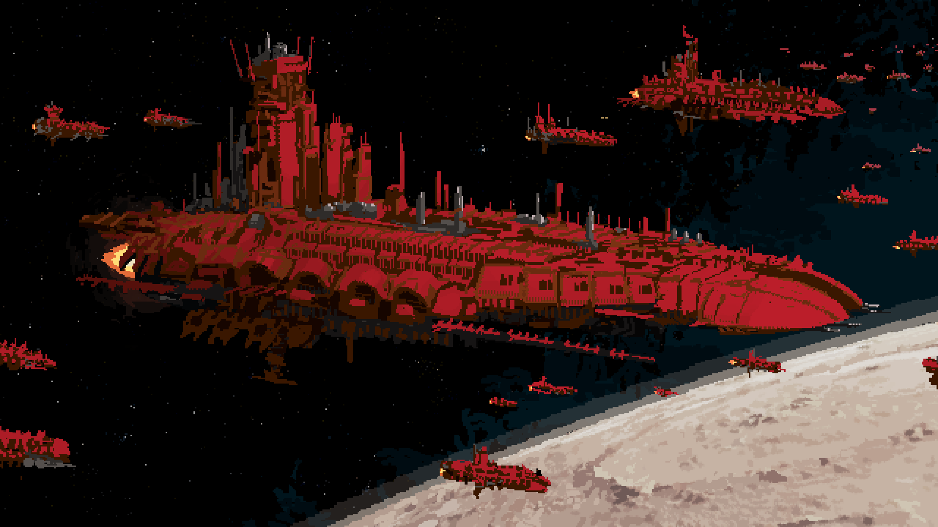 Naves inspiradas no visual Warhammer 40k em Void War