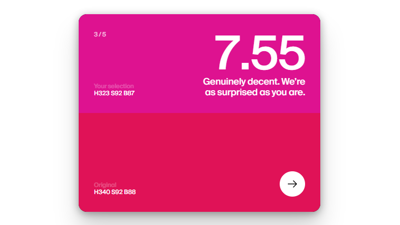 Desafio das cores no jogo Dialed.gg — Teste sua percepção de cores com o dialed.gg e descubra quão bem você recorda diferentes tons como rosa e outros!