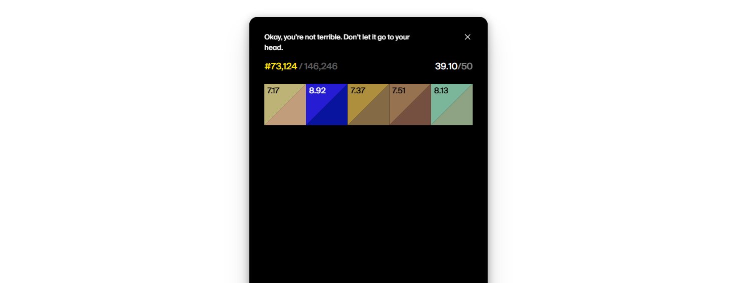 Pain&eacute;is de teste de cores do Dialed.gg