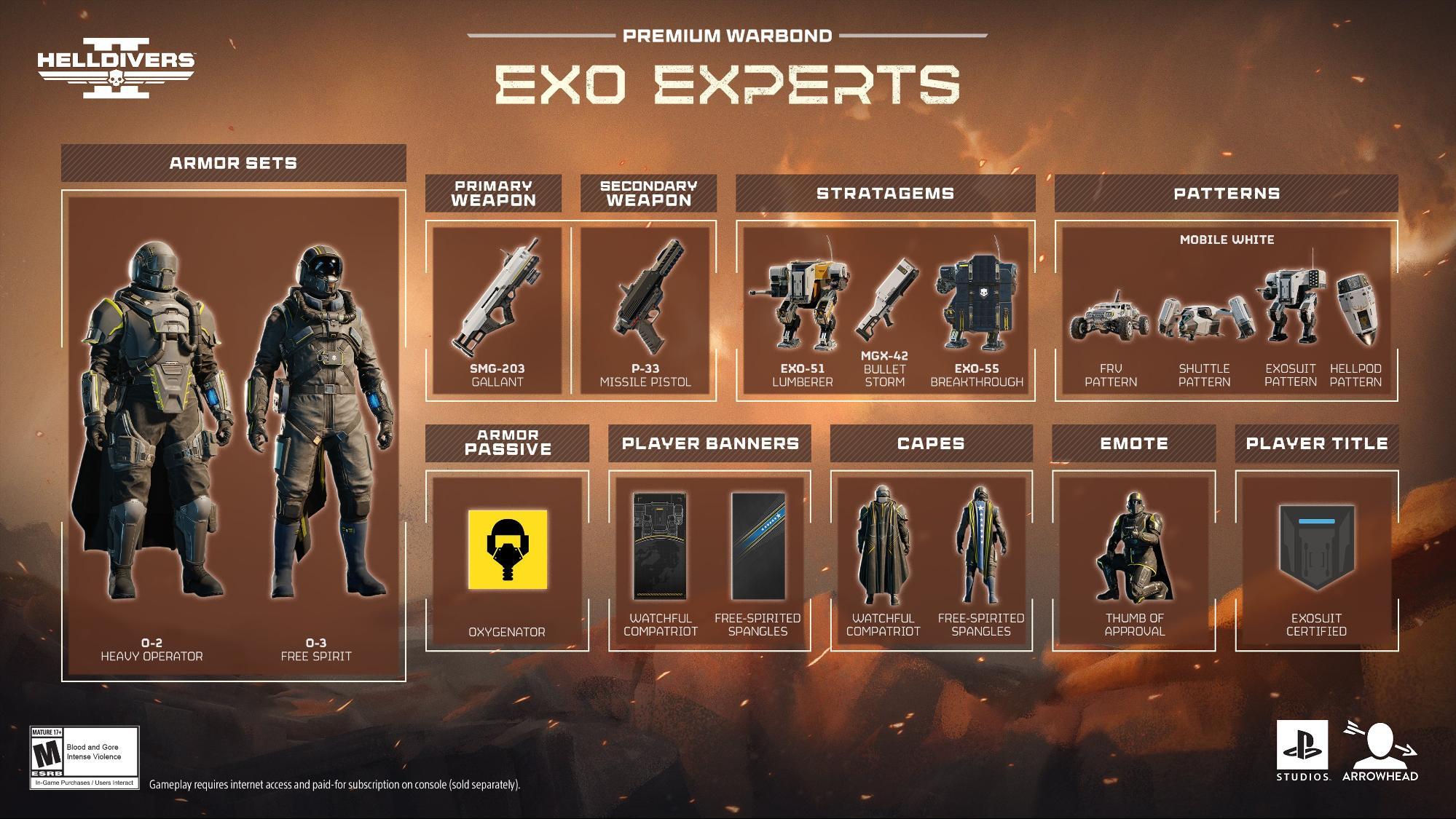Helldivers 2 Exo Experts Warbond. Image credit: Sony Interactive Entertainment.